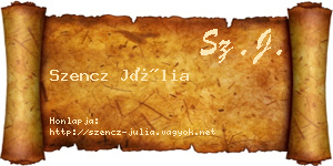 Szencz Júlia névjegykártya
