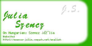 julia szencz business card